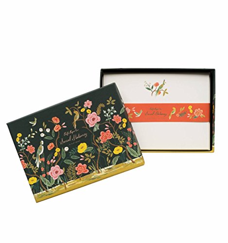 Shanghai Garden Floral Social Stationery Flat Note Cards by Rifle Paper Co. -- Set of 12 Cards and Envelopes