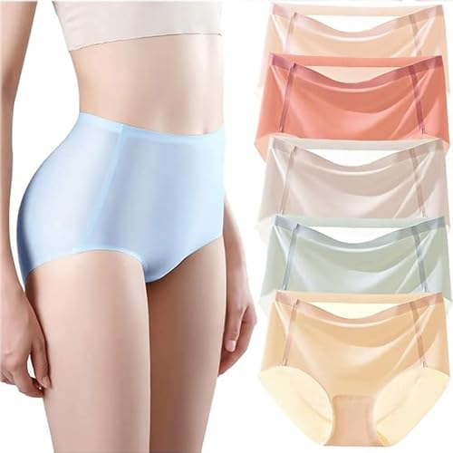 NEWWAN Ropa Interior de Seda de Hielo Ultrafina Que no Deja Marcas,Bragas Transpirables de Cintura Media de Hielo sin Costuras (Large,Shape-Y)