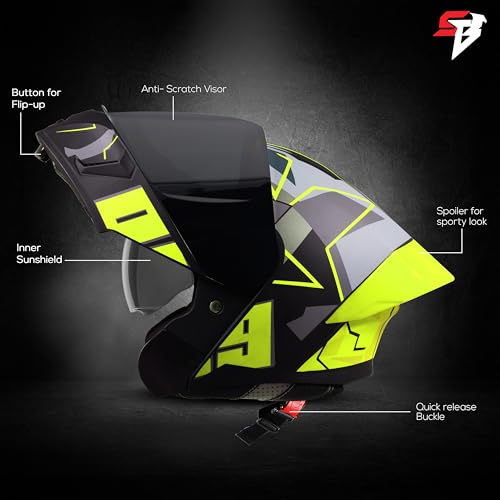 Image of Steelbird SBA-20 09 ISI Certified Flip-Up Graphic Helmet for Men and Women with Inner Chrome Sun Shield