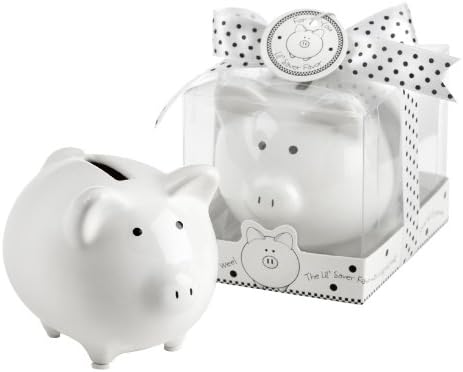 Lil Saver Favor Ceramic Mini-Piggy Bank in Gift Box with Polka-Dot Bow