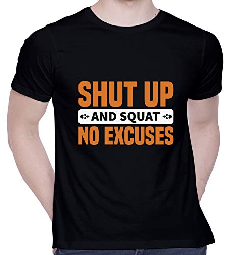 CreativiT Shut Up and Squat Graphic T-Shirt Black Small - Image 2
