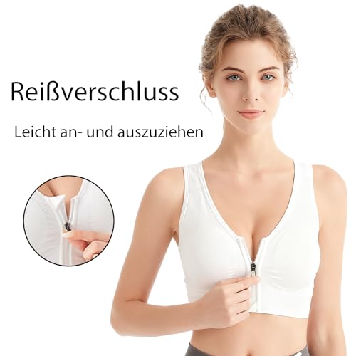 ZCJ Sujetador Deportivo Mujer Alto Impacto con Cremallera Delantera - Soporte Máximo Sin Varillas, Sujetador Postoperatorio Transpirable para Yoga, Gimnasio, Running - imagen 4
