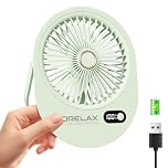 Mini USB Desk Fan Rechargeable Ultra Quiet 180° Folding 6 Speeds Desktop Fans with LED Display, Child-Safe Grille Cooling Small Portable Table-Fan for Office/Bedroom, Gifts for Women/Men/Girls (Green)