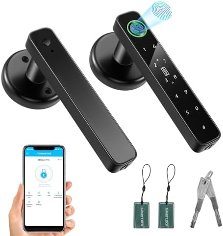 Smart Door Lock, 5-in-1 Fingerprint Door Lock, Biometric Keyless ...