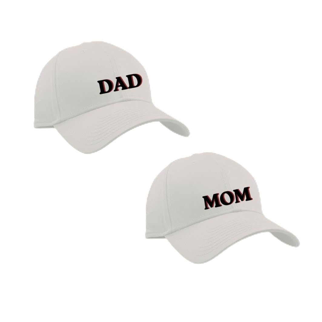 Mom and Dad Printed Baseball Cap, White, Couple Cap Set, Lightweight - 100% Polyester Material, Pack of 2-image-47