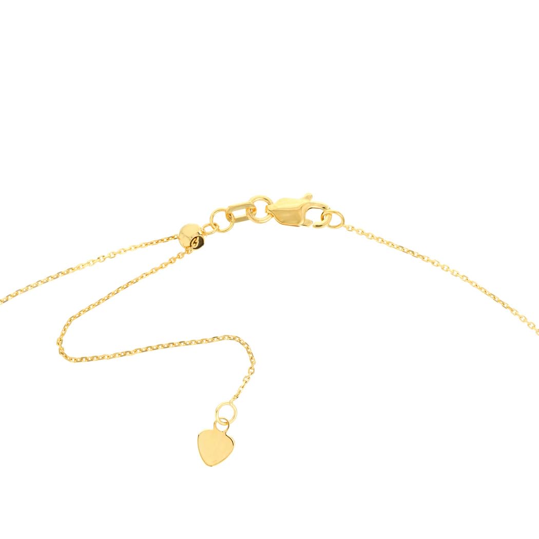 Collier ras du cou réglable en or jaune 14 carats avec perles en silicone pour femme – 43 cm, Or jaune, Pierres à facettes