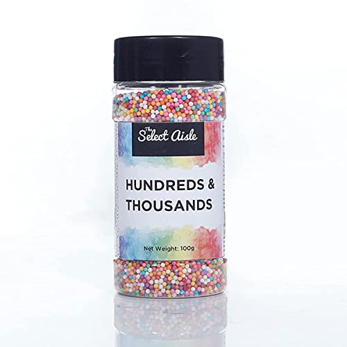 The Select Aisle Sugar balls - 100g [Colourful Hundreds and Thousands | Cake decorations| Coloured Sugar Confectionery |Rainbow Sprinkles for Cakes| Multicolour Confetti Balls | Baking Decor ]