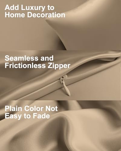 Image of THXSILK 100% Mulberry Silk Pillowcase for Hair and Skin Health, 22 Momme Soft and Smooth Pillowcase with Hidden Zipper, Both Sides Premium Grade 6A+ Silk, 1pc (Standard 20 inchx26 inch, Taupe)