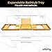 SMIRLY Bathtub Tray Caddy - Expandable Bamboo Bath Tray, Bathtub Accessory, House Warming Gifts New Home, Wedding Gifts for Couple, Birthday Gifts for Women.