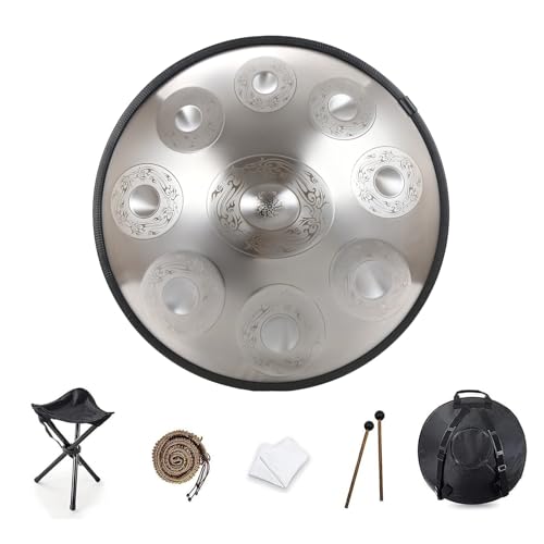 Handpan Drum 9/10/12 Notas 22 Pulgadas Handpan Drum 432Hz/440Hz Re menor para sanación sonora, meditación personal, yoga, con bolso suave, mazos, Handpan Drum (J-9 Notas(440Hz)) miniatura 1