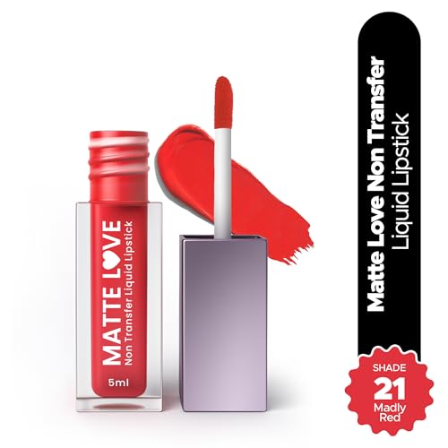 Image of Hilary Rhoda Matte Love Non Transfer Liquid Lipstick | Lightweight & Matte Finish | Waterproof Lipstick for Women | Long Lasting & Non-Drying Lipstick | 5ml (Madly Red - Shade 21)