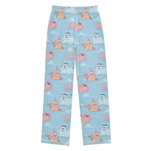 ZZXXB Funny Seal Boys Long Pants Soft Trousers Elastic Waist Kids Lounge Bottoms with Pockets S-XL