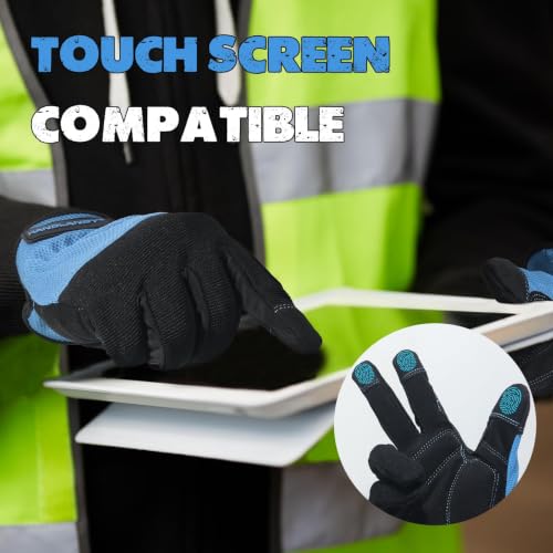Image of HANDLANDY Work Gloves for Men & Women, Utility Mechanic Working Gloves Touch Screen, Flexible Gardening Gloves for Yard
