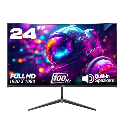 Gawfolk 24” Curved Monitor 75Hz Full HD 1080P, Computer Display with AMD FreeSync HDMI VGA PC Monitor Ultra-Thin Zero Frame- Machine Black