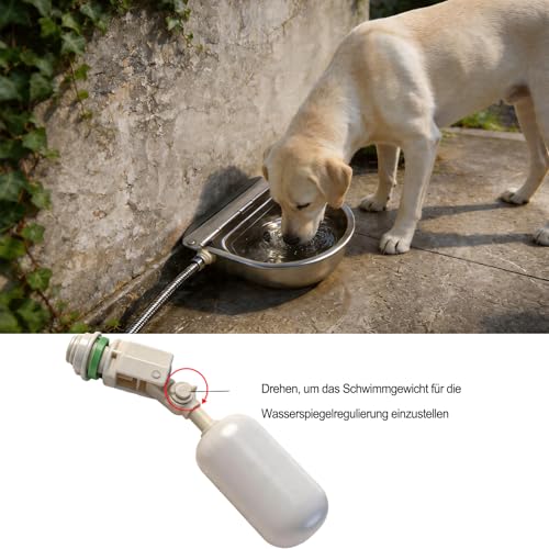 Viehtränke Edelstahl Mit Geflochtenem Schlauch Und Befestigungsbolzen Schwimmer-Tränkebecken FüR TräNkebecken FüR Rinder Schafe Hunde Und Pferde (Without Drainage Hole)