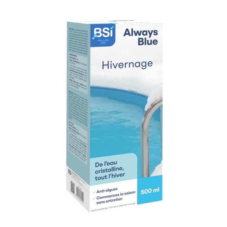 BSI Always Blue Hivernage Piscine 500 ml, Produit d'Hivernage Liquide, Protège l'Eau Contre la Saleté et les Dépôts, Anti-algues, Remise en Service Facilitée au Printemps