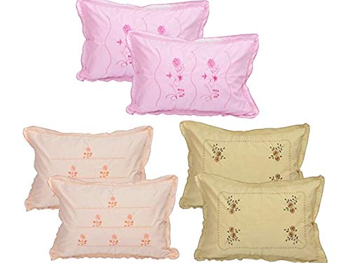 Shri Krishana Fabrics Cotton 200TC Standard Size Flower Design Embroidery Pillow Covers (Set of 6 Pc) - 17" * 27" - Multicolor…-image-20