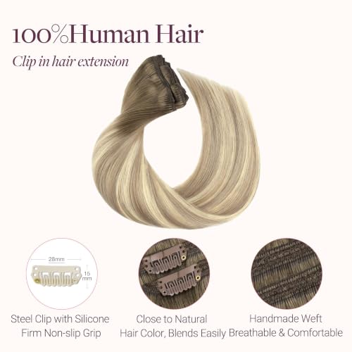 Image of GOO GOO Clip in Hair Extensions Real Human Hair Blonde Remy Extensions
