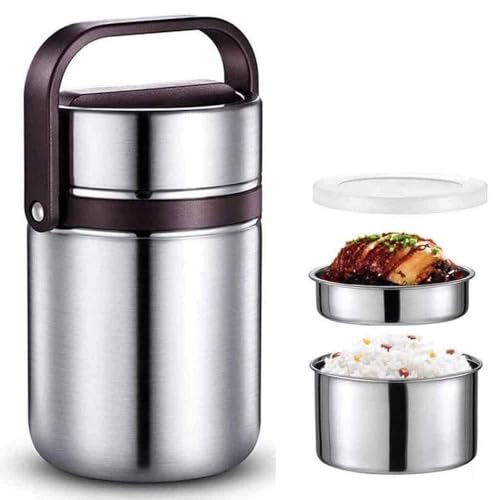 NGYYIO Lonchera 3-Tier aislada Termal Caja de Almuerzo con Bolsa térmica, Tarro vacío de Acero Inoxidable con Aislamiento Termo Flas Sopa de Alimentación for picnics Escolares Trabajo Comida Caliente