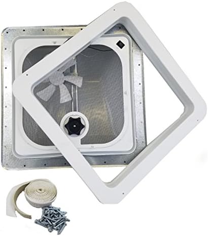 Green Hills Ventline RV Roof Vent White w/ 12 Volt Fan, Putty & Screws¡­