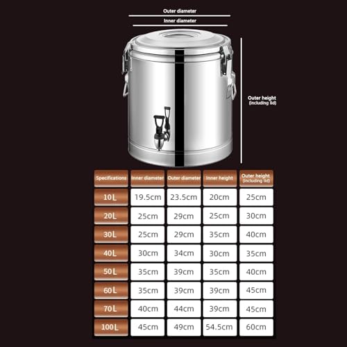 Izolowany garnek do zupy ze stali nierdzewnej z kranem, izolowany dozownik napojów do mleka, kawy, zupy (70 l) konstrukcja ze stali nierdzewnej premium