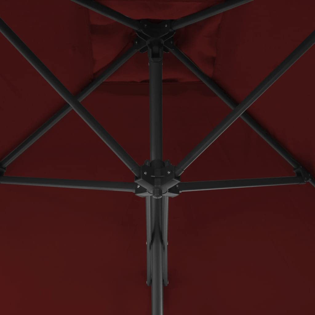 Generisch Parasol przeciwsłoneczny ze stalowym masztem, 300 x 230 cm, bordowy, odporny na promieniowanie UV, odporny na promieniowanie UV, obracany o 360 stopni, stabilny stojak, 6 żeber