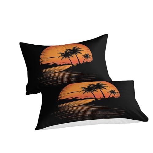 Housse de couette Île Coco microfibre facile à repasser pour lit double King size