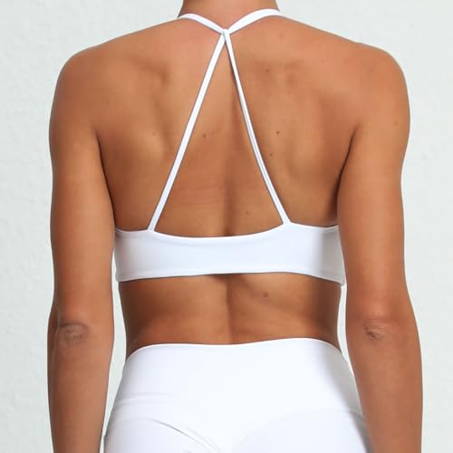 Image of ABOCIW Sports Bras for Women Twist Criss-Cross Back Padded Workout Tank Tops Low Impact Gym Yoga Bra