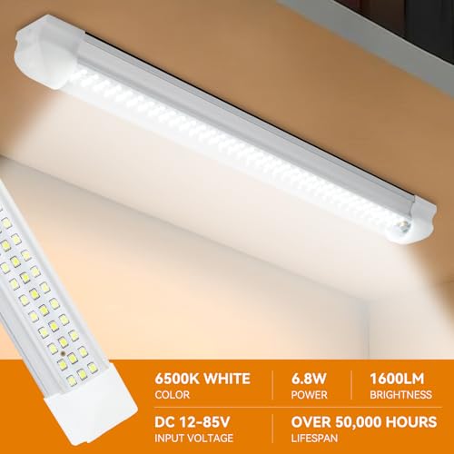 Image of RVZONE 12v LED Interior Light Bar | 108LEDs 1600LM 6W DC 12 Volt led Strip Lights Enclosed Trailer Lights Fixture for Camper Truck Van RV Trailer Cargo Cabient Lights Fixture Motorhome Lorry (4Pack)