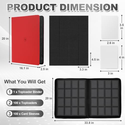 Image of Top Loader Binder 16 Pocket, Holds 640 Toploaders, 100 Toploaders INCLUDED