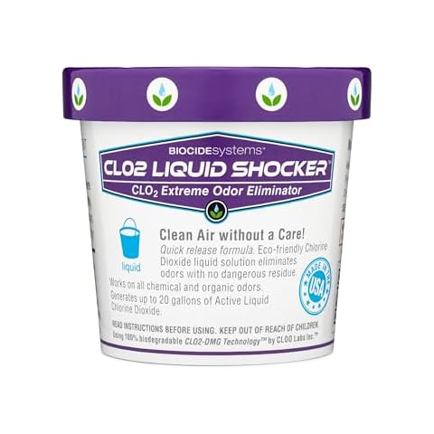 Biocide Systems Liquid Shocker Odor Eliminator, Eco-Friendly Chlorine Dioxide Liquid Solution for Cleaning & Deodorizing Countertops, Floors and Walls, Makes Up to 20 Gallons, Safe for People & Pets Cover