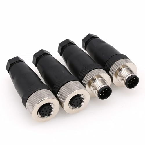 Image of M12 8 Pin Male & Female Connector, 12mm A Code IP67 30V 2A AC /DC Industrial Circular Connector, Unshiled Field Assembly Wireable Sensor Straight 2sets