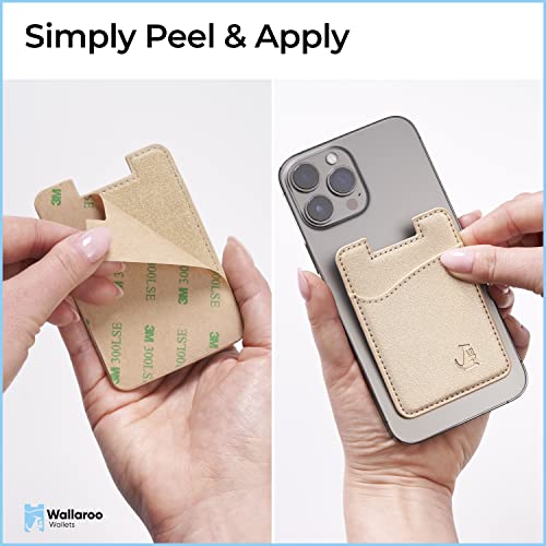 Suporte de cartão de telefone de couro premium para smartphones iPhone e Android (couro dourado)