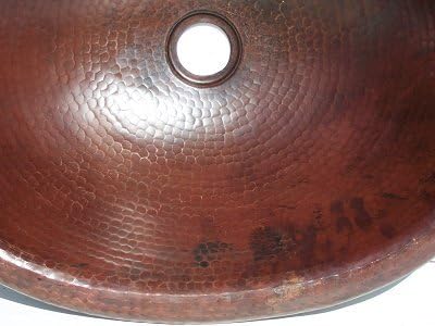 Hammered Oval Bathroom Copper Sink