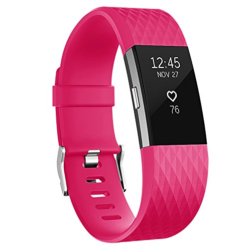Vancle Bands for Fitbit Charge 2 Special Edition, Adjustable Replacement Accessory Sport Wrist Band (No Tracker), Fuchsia, Large
