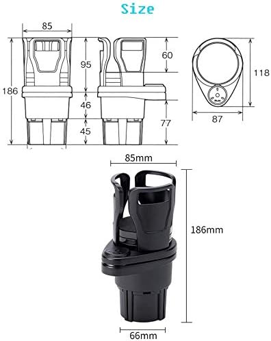 2 in 1 Multifunctional 2 Cup Holder,Car Cup Holder Expander Adapter,Mount Extender with 360° Rotating Adjustable Base to Hold Most 17oz - 20 oz Bottles Drink Coffee up to 5.9" (2 in 1 Cup Holder)