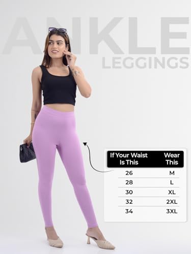 Image of Cotton Ankle Length Leggings for Women & Girls | No See Through | Breathable