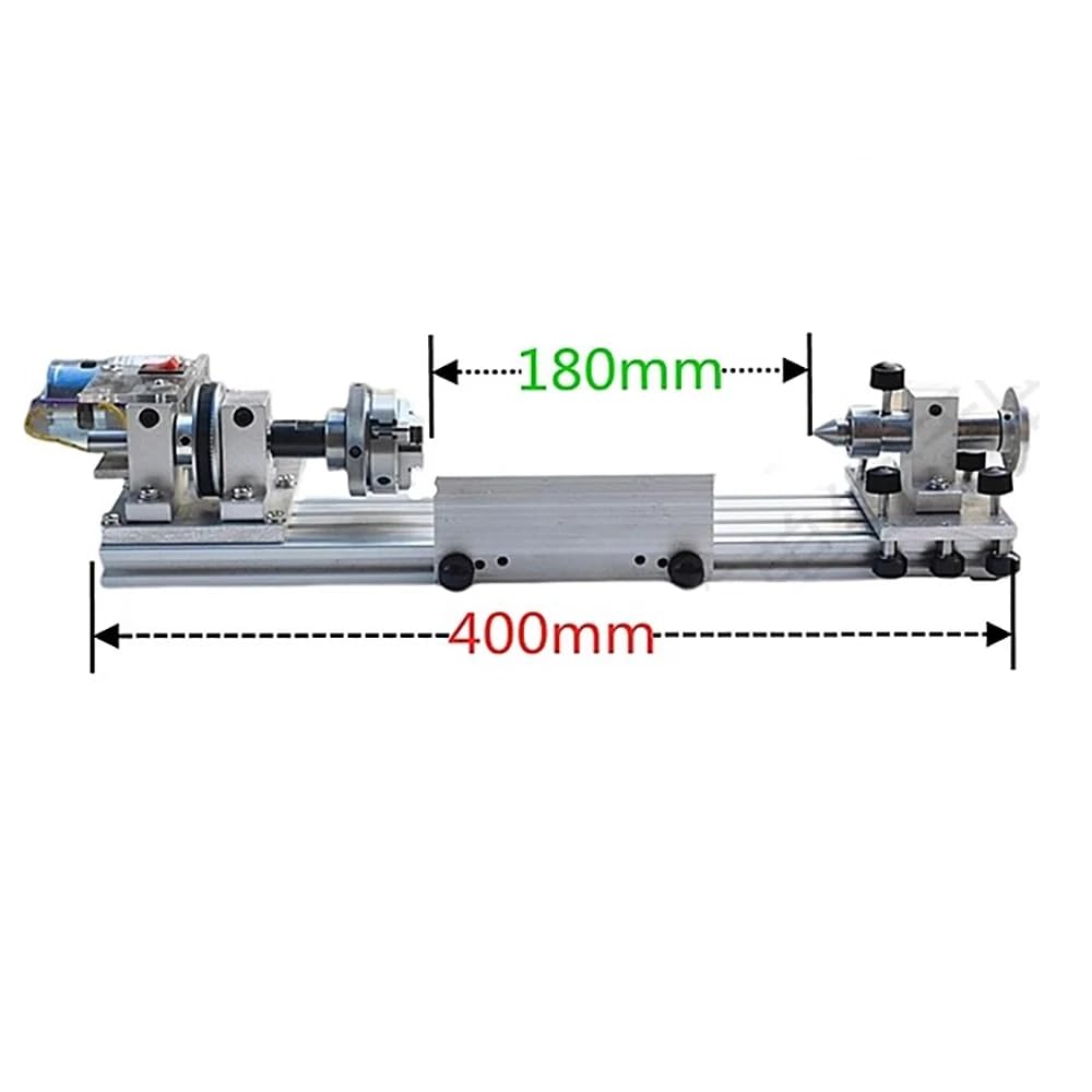 Mini Torno de Carpintería de Transmisión, Portabrocas de Cuatro Morzadas de 50 Mm, Torno de Accionamiento Multifunción 1200-2400rpm AC 100-240V
