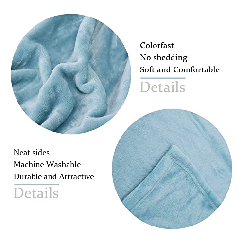Image of NANPIPER Fleece Blankets Super Soft Flannel Queen Size Blanket for Bed Luxury Cozy Microfiber Plush Fuzzy Blanket,Light Blue