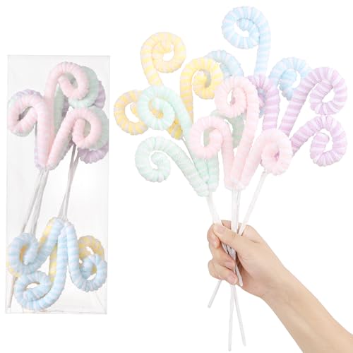 5Pcs Pastel Christmas Tree Picks, 14.5 Inch Glitter Candy-Shaped Curly Ornaments for Xmas Tree Topper, Wreath, Vase, Garland Home Holiday Decor by UAEYW - Used condition - US$11.87