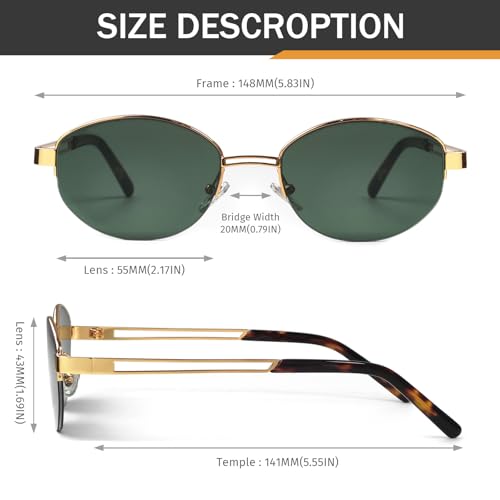 Retro Oval Metal Sunglasses for Men Women Trendy Nylon Lens Designer Half Frame Shades glasses2