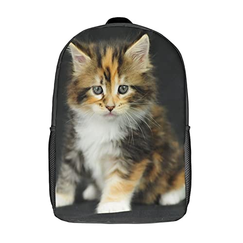 Sac à dos d'école grande capacité à motif chat 3D - Cartable 17 pouces ergonomique