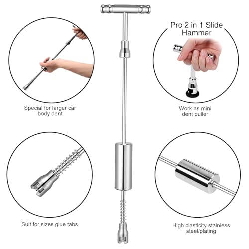 Image of Dent Puller Kit - Paintless Dent Removal Kit, Dent Repair Kit with Slide Hammer T-Bar, Bridge Puller, Car Dent Puller Kit for Auto Hail Damage Door Ding 38 pcs (with Glue Set)