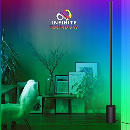 Infinite Rainbow - RGB LED Floor Lamp, Smart, RGBICWW Floor Lamp for, Gaming Room, Living Room, Scene Mode Modern Standing Lamp, Music and DIY Mode, WiFi Alexa