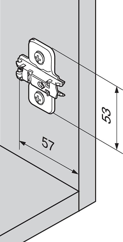 Blum 174E6100.01 - Piastra di montaggio ad ala con viti EXPANDO premontate e spazio zero - nichel