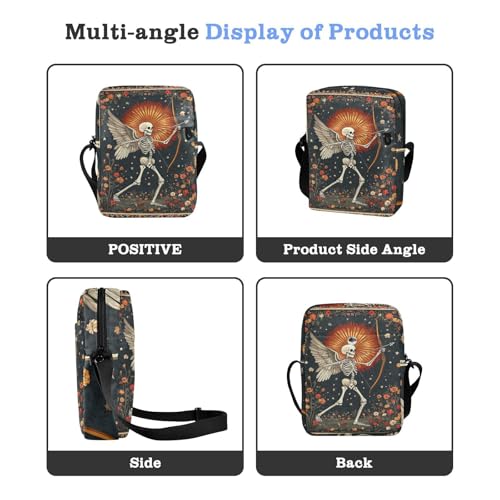 Boho Skeleton Flower small messenger bag for men crossbody bag men Shoulder Hand Bag For Woman Adjustable Strap for Outdoor Daily Shopping4