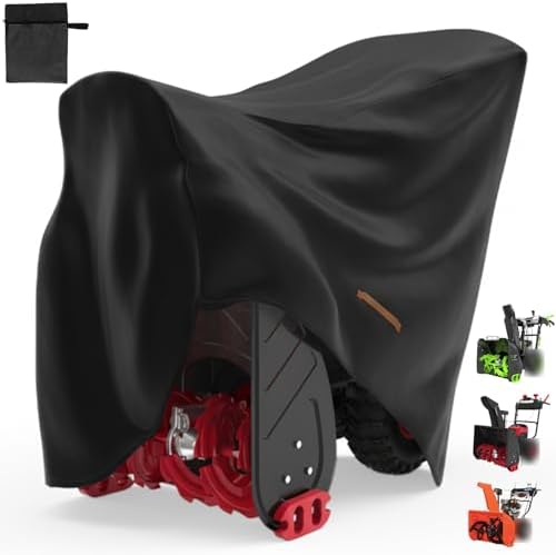 Snow Thrower Cover Waterproof Heavy Duty Oxford Snow Blower Cover with Windproof Buckles and Elastic Cord for Outdoor Electric All Weather Protection (Black, 120 x 81.5 x 101.6 cm)