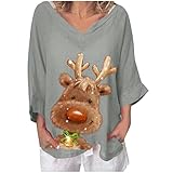 Camiseta informal para mujer de manga larga 3/4, blusa informal, blusa de manga larga, tallas grandes, blusa básica, túnica, tops de tiempo libre, gris, L