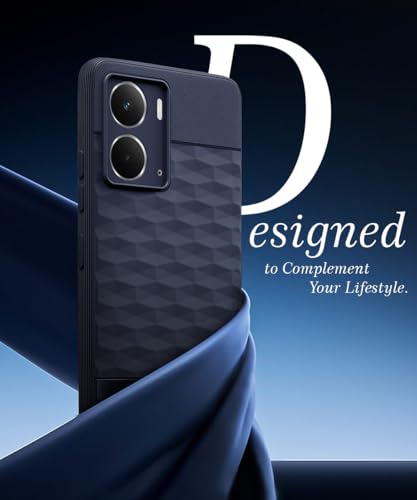 Image of WOW IMAGINE Back Cover for Realme P3 5G with Hexa Cube Design | Ultra Slim Soft Rubberised Case | Inner Velvet Fabric | Matte Silicone Flexible Mobile Case | Camera Protection - Blue