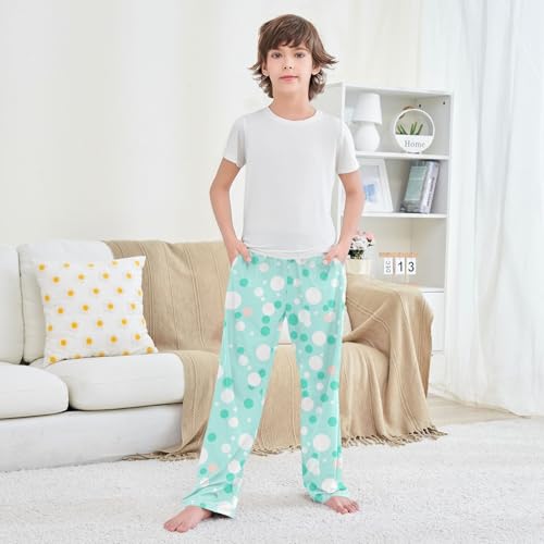 Boys' Pants Blue White Dot Long Bottoms Jogger Pants Elastic Waist Trousers with Pockets S-XL3